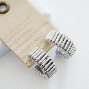 Anthropologie Ribbed Hoop Earrings